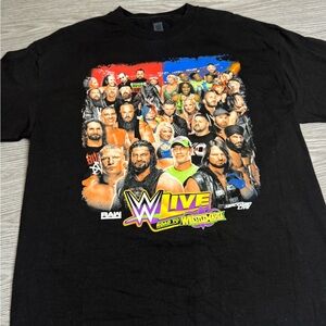 WWE Authentic Live Road to WrestleMania Raw Smackdown T Shirt Mens sz XL Black